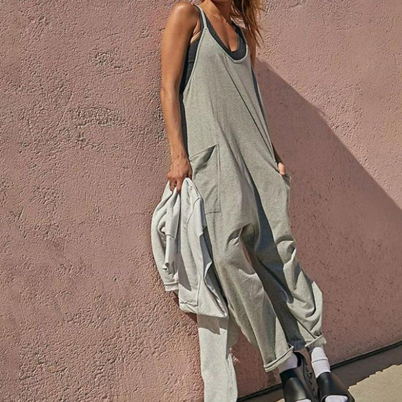 Nora - Enfärgad V-Neck Sling Pocket Jumpsuit - Venneris